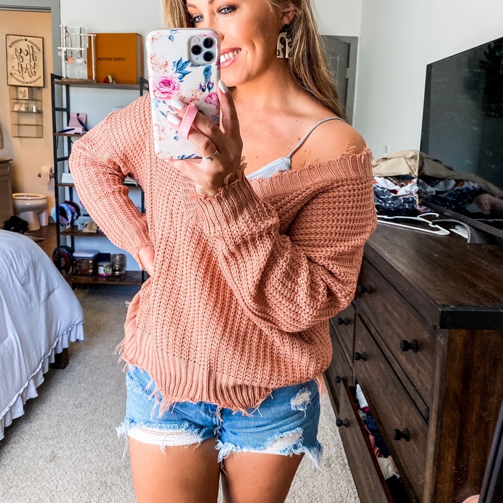 Mauve Distressed Sweater